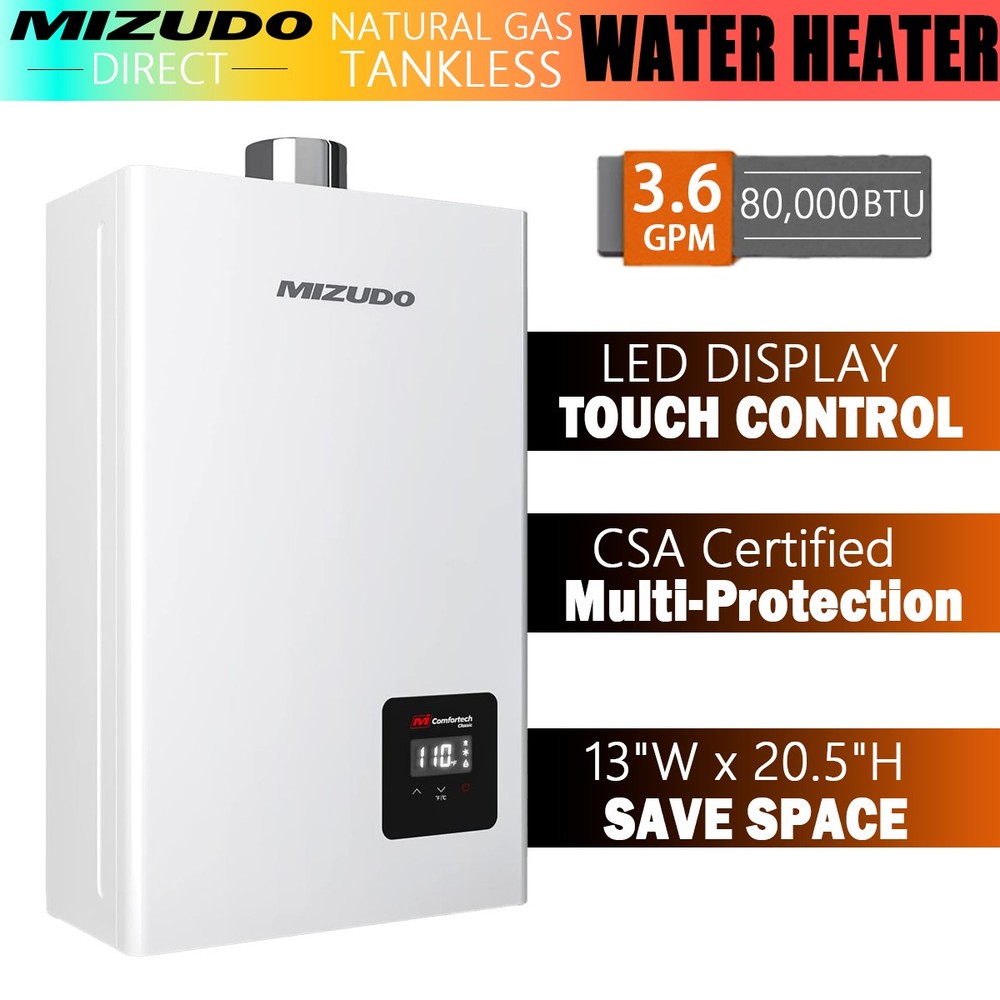 80,000 BTU Natural Gas Tankless Water Heater 3.6 GPM Hot Water Boiler USED