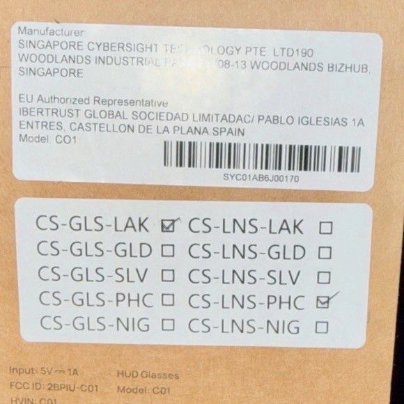 NIB CYBERSIGHT HUD Glasses + Replaceable Lenses & Button