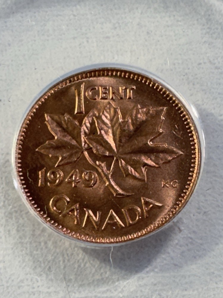 1949 Canada 1 Cent Graded MS 65 RD by ANACS