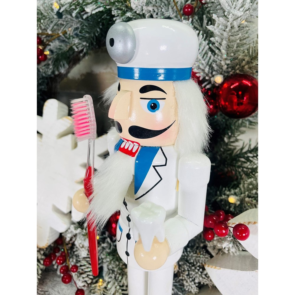 Santa's Workshop 14'' Dentist Nutcracker 14 White Wood Medium