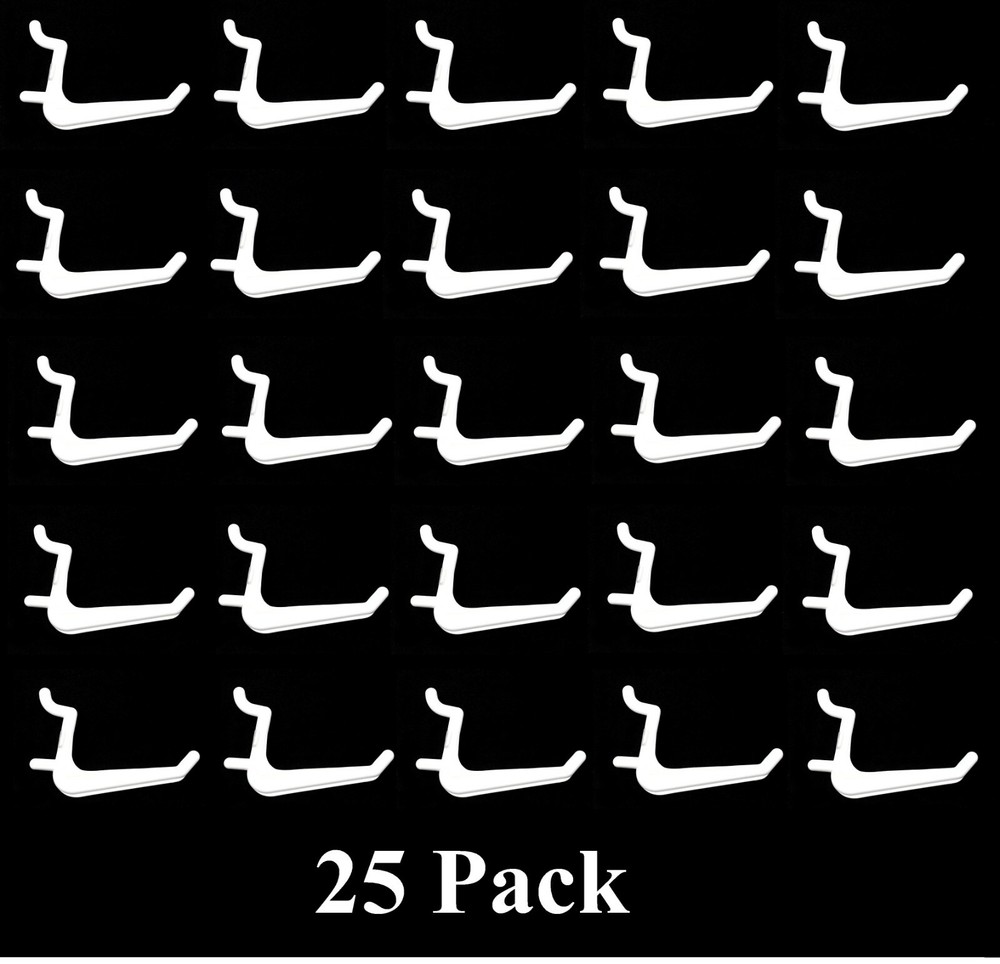 25 Pack Jumbo Pegboard Hooks White Garage Tools Storage Organization Jewelry