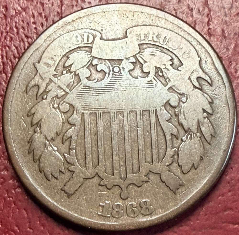 1868 Two Cent Piece. Better Grade. Free Shipping