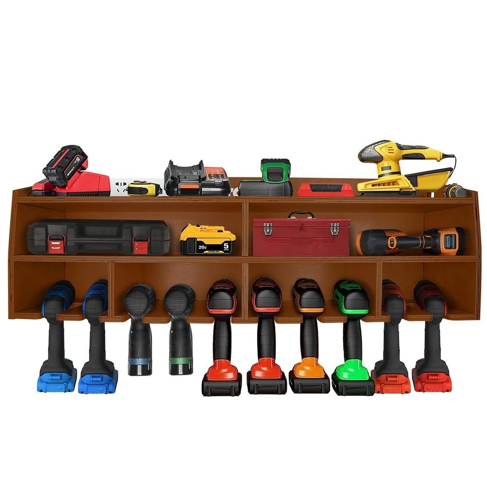 Pro Lift Cordless Drill Organizer – wall mount power tool storage rack, 10