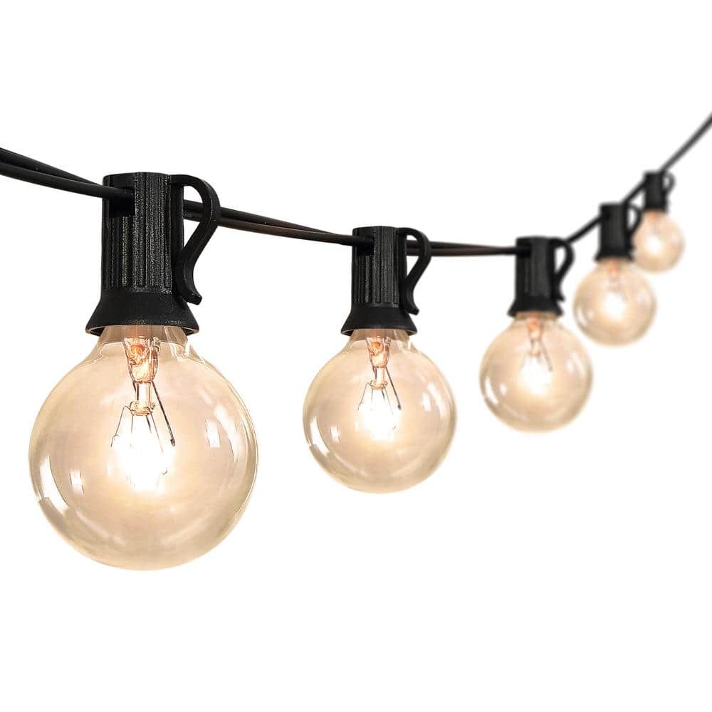 JONATHAN Y 25 ft. Plug-in Rustic G40 Bistro Globe String Lights, Black