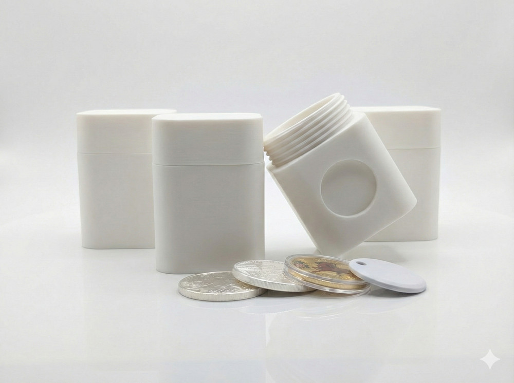 Silver Round Storage Container 4 Pack – 1oz Stacker Tub | NFC Smart Tracking