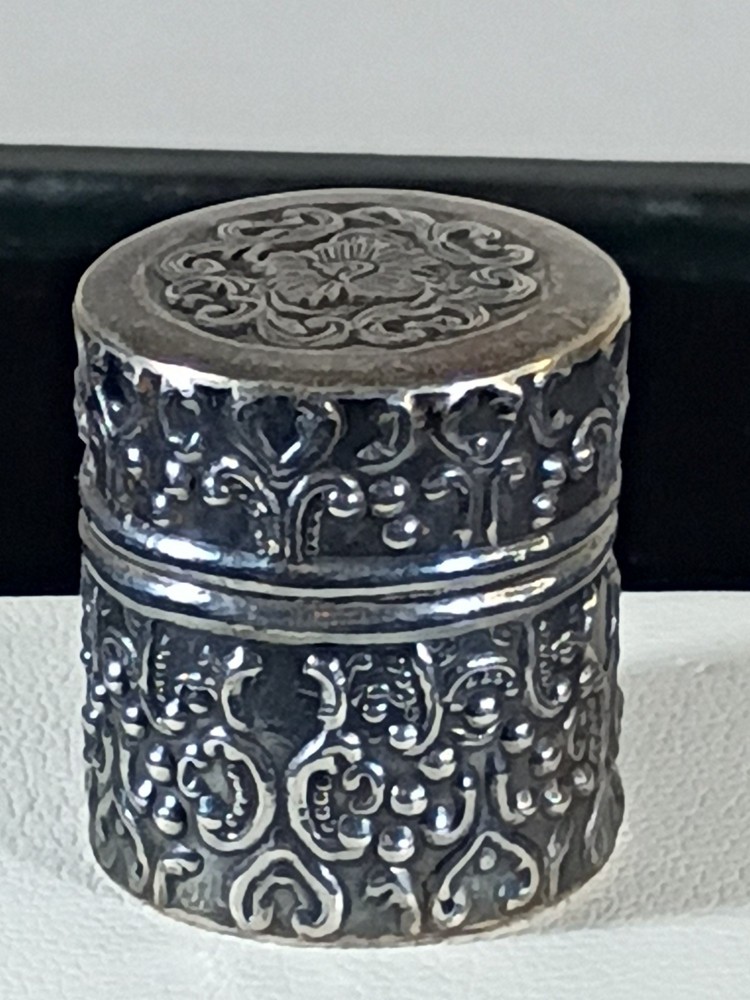 Vintage Sterling Silver Thimble Holder 30in Chain Chatelaine 16g