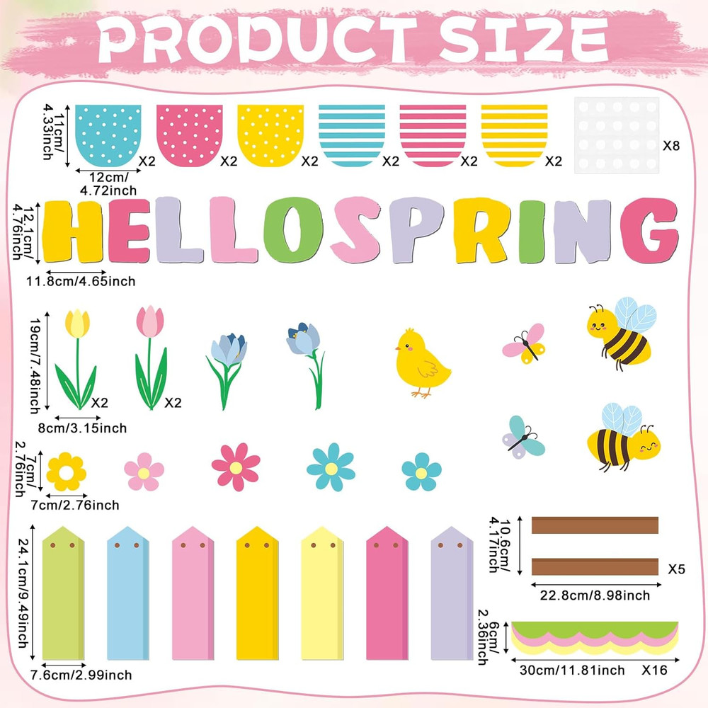 Hello Spring Bulletin Board Decorations Set Spring Classroom Decor Colorful Tuli