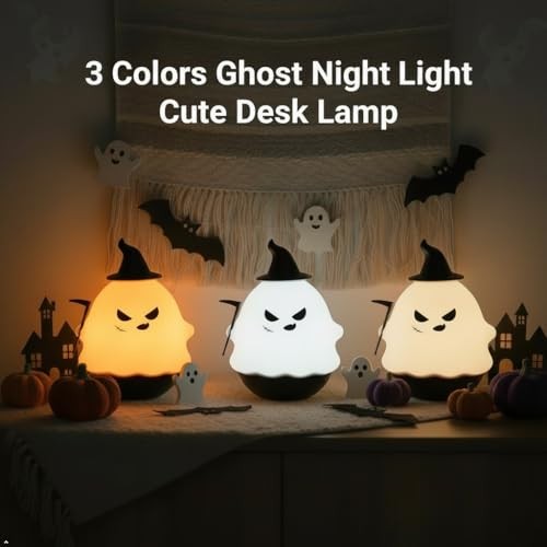Ghost Night Light, Roly-Poly Cute LED Lamp Rechargeable Bedside Light, 3