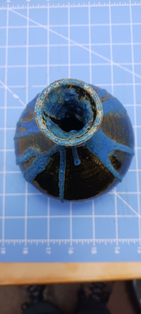 Vintage Handmade Blue Drip Studio Art Vase