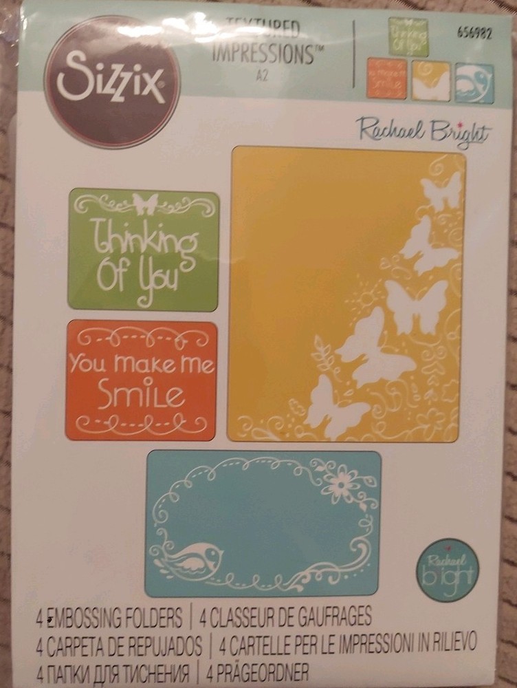 Sizzix Textured Impressions Embossing Folder Set 4 PC A2 Butterfly Migration Set