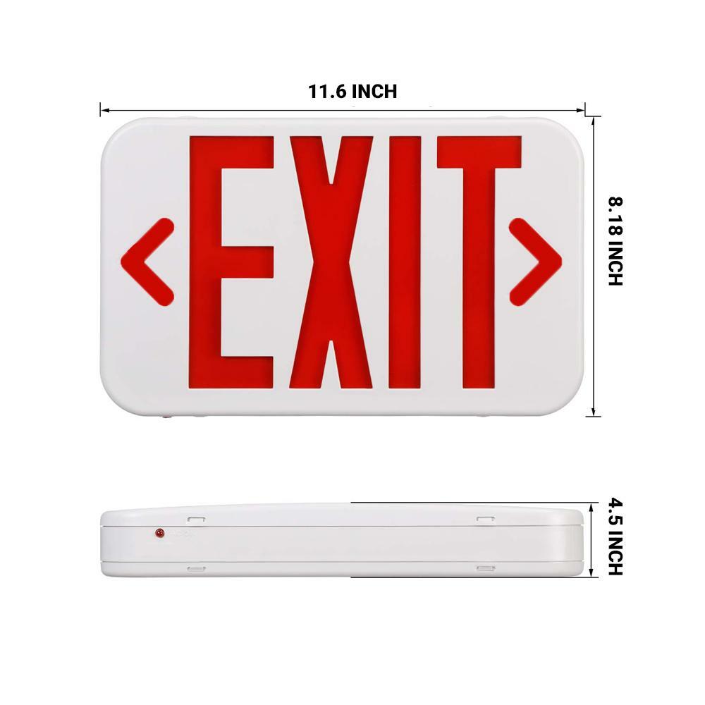 Double Face 4W Red LED Exit Sign Light - Side/Ceiling Mount With Battery Back-up