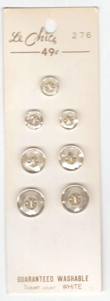 Le Chic Buttons #276 White Various Sizes 7 Count