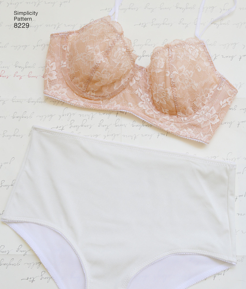 Bra & Panties Sewing Pattern~Underwire Support! (Sizes 32A-42DD) Simplicity 8229