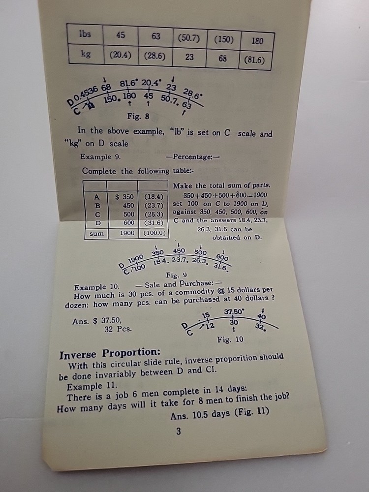 Key Line's Concise Circular Slide Rule Instructions
