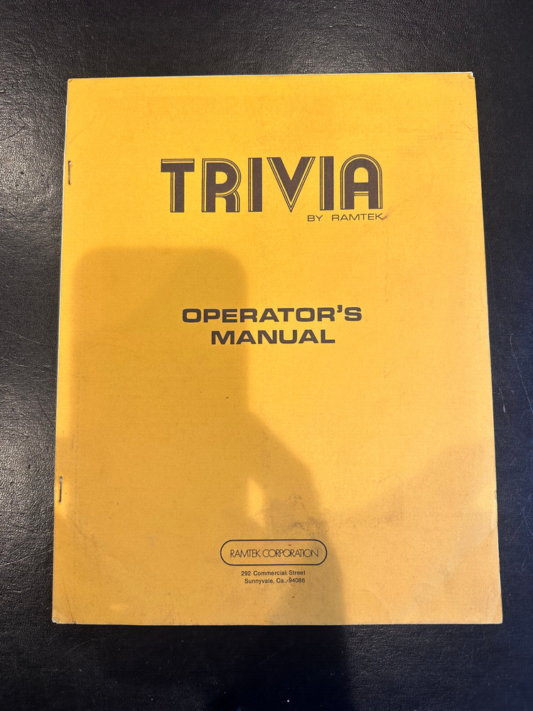 Ramtek Trivia Video Arcade Game Instruction Manual