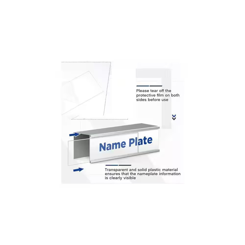 50 Pack Clear Plastic Nameplate Insert Covers for Desk or Wall Nameplate Holder