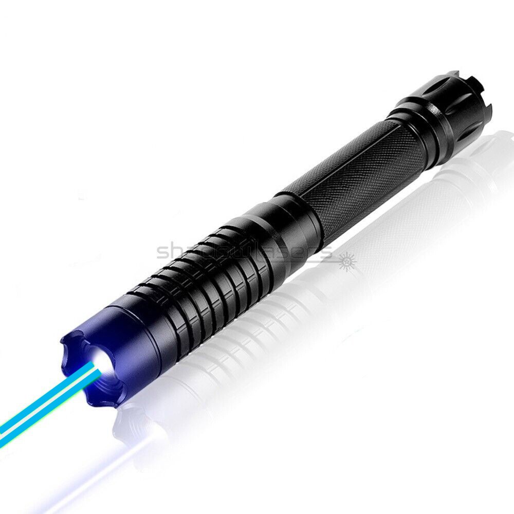 Adjustable Focus Laser Pointer Cyan 488nm Flashlight Visidle Beam Light+GiftCase