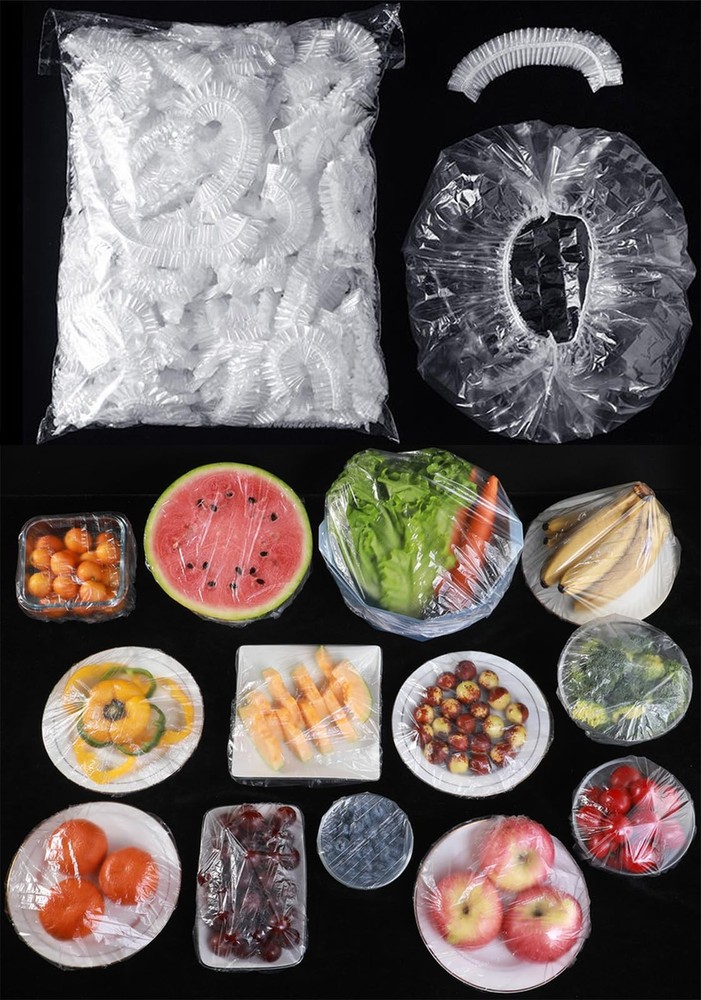 300pcs Reusable Elastic Food Covers - Universal Stretchable Large, Clear