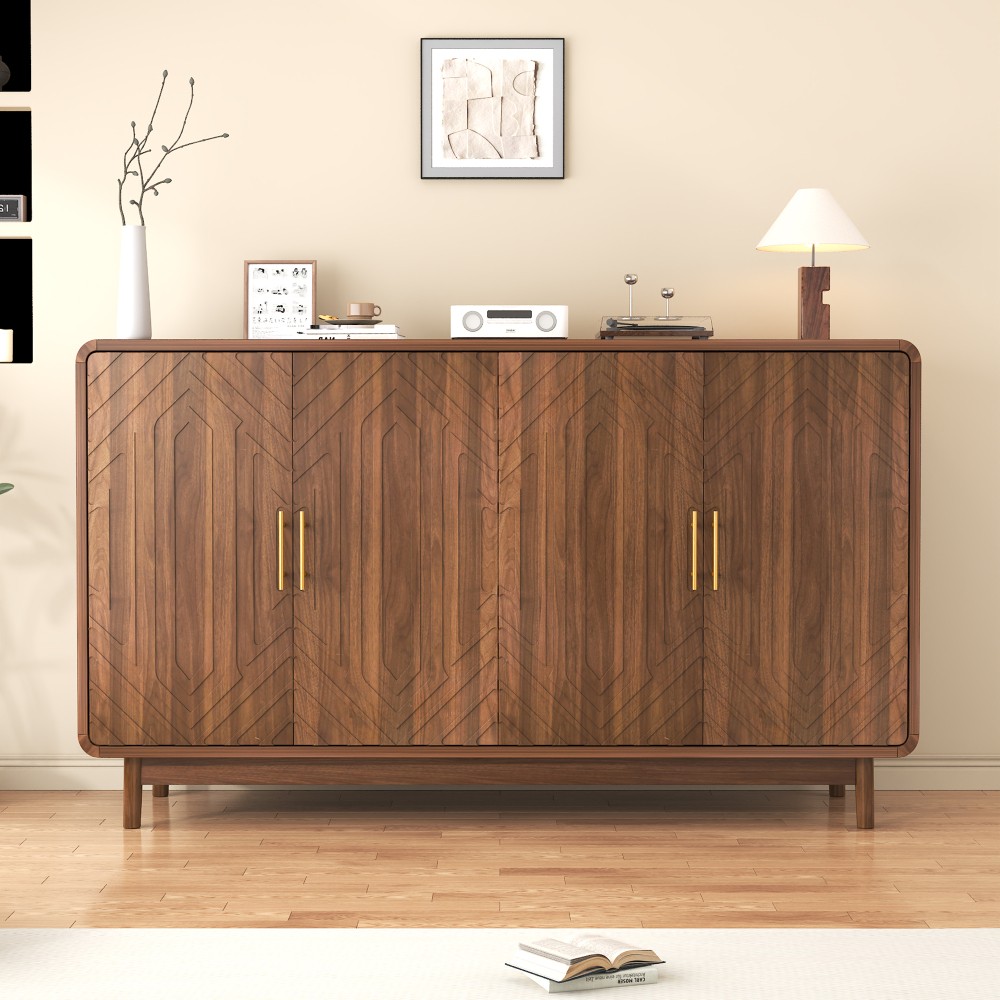Sideboard Buffet Cabinet With Storage ,Carved 2 Door Sideboard,Multifunctional