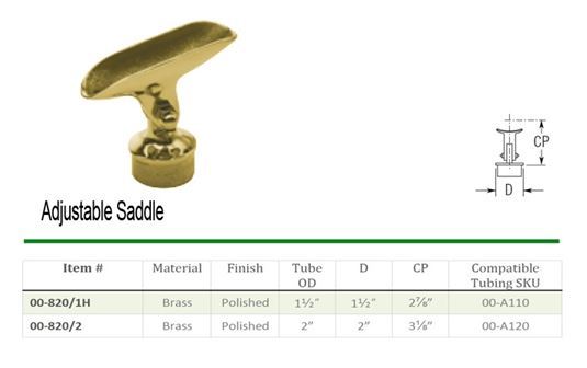 Lido 820/1-1/2: Adjustable Saddle for 1-1/2" OD Railing