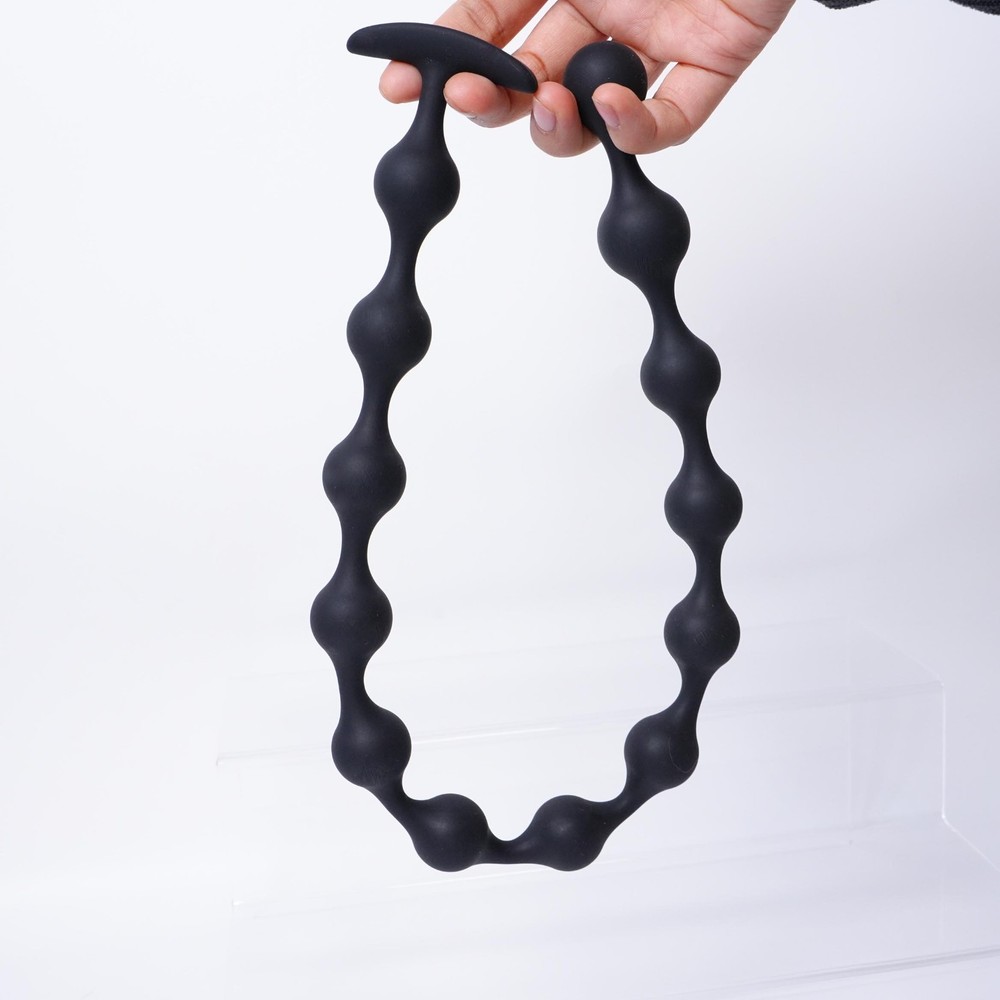 Soft Silicone Beads Plug Long Black Balls Plug Extreme Spreader Dilator