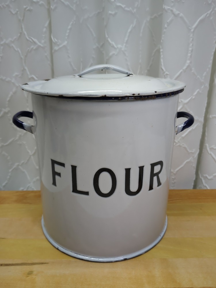 Enamelware Flour Pot