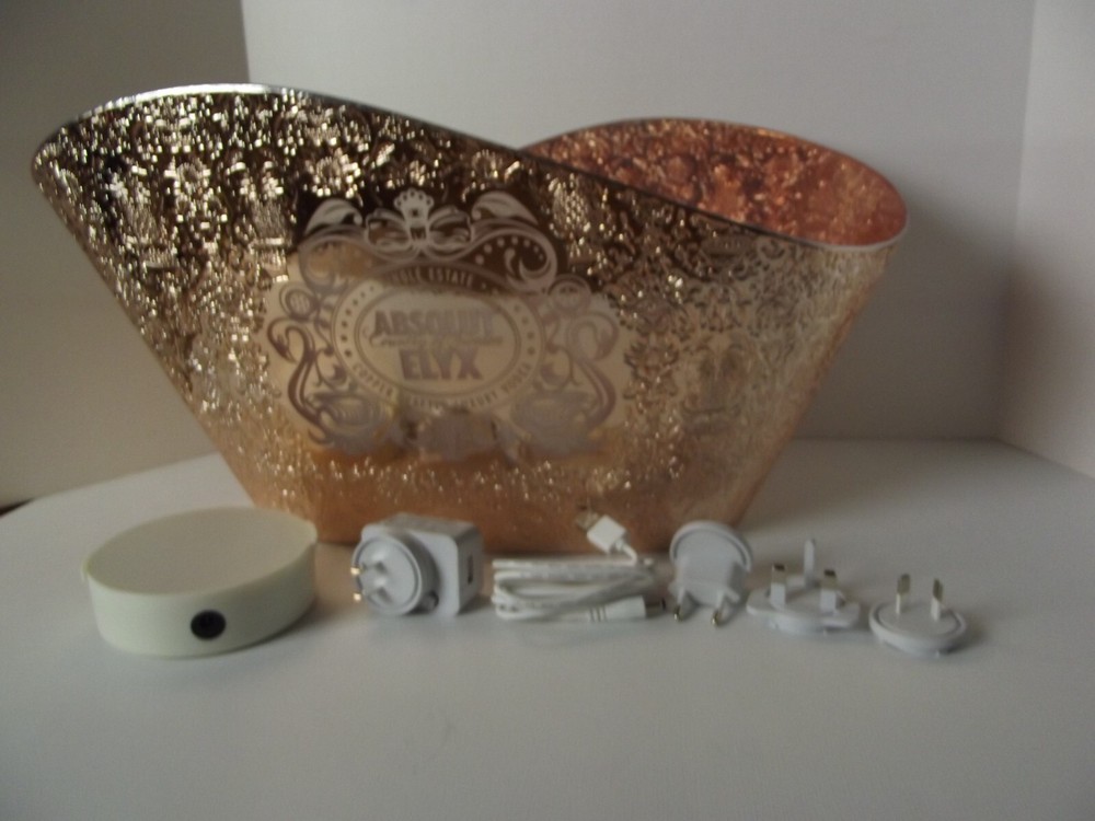 ABSOLUT ELYX Demask Copper Ice Bucket Illuminated Display LED White