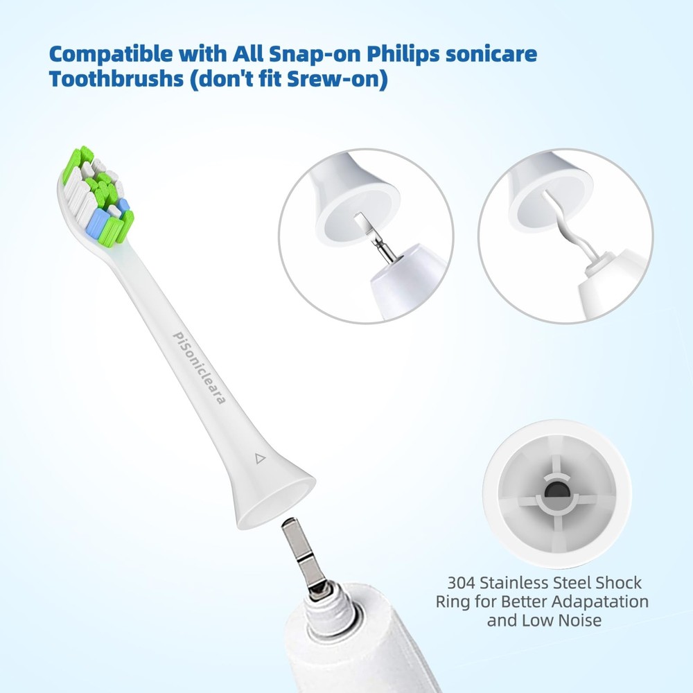 Pisonicleara Replacement Toothbrush Heads10-pc Compatible with Philips