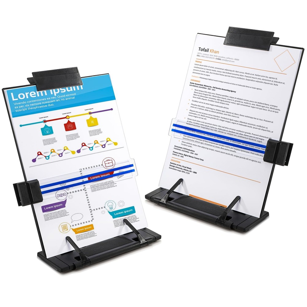 2 Pack Desktop Document Holder with Adjustable Clip and Line Guide, Portable ...