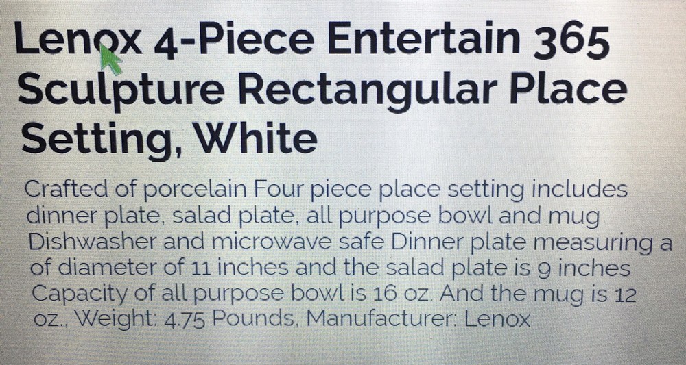 LENOX 365 SCULPTURE RECTANGULAR 4pc WHITE BNIB RARE $100