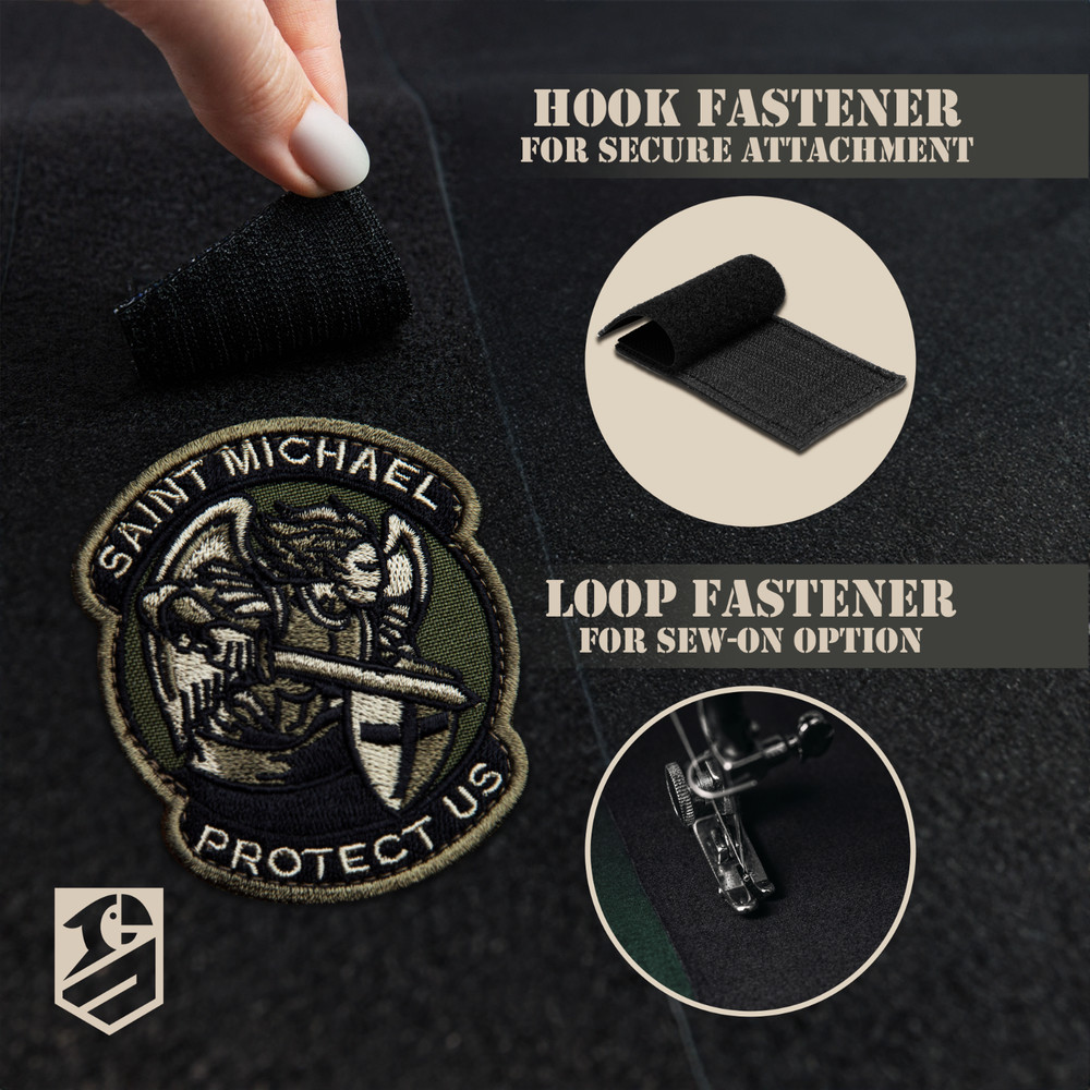 2Pcs Saint Michael Patch, Embroidered Hook & Loop Morale Military St Michael