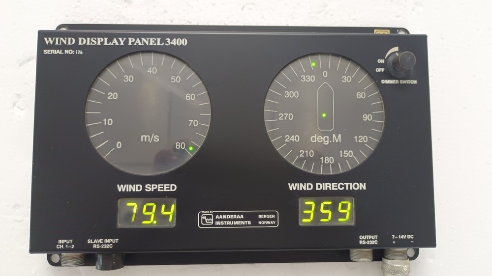 AANDERAA INSTRUMENTS NORWAY WIND INDICATOR DISPLAY PANEL 3400  - GOOD CONDITION