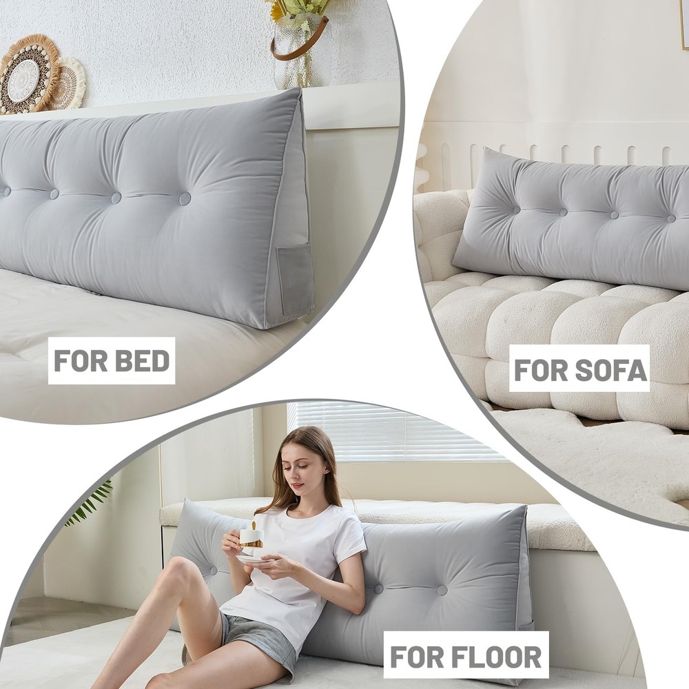Headboard Pillow for Bed,Triangular Wedge Pillow Headboard Positioning Suppor...