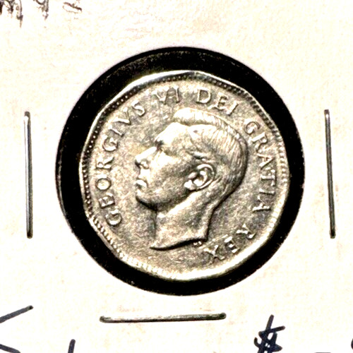 Canada 1950 five cents KM 42 AU