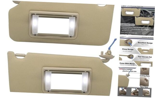 Driver Left & Passenger Right Side Sun Visor Beige(Driver & Passenger)