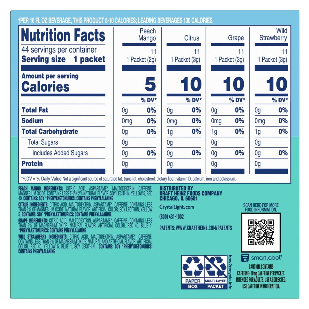 Crystal Light Energizing Variety Pack, 44 ct On-the-Go Packets