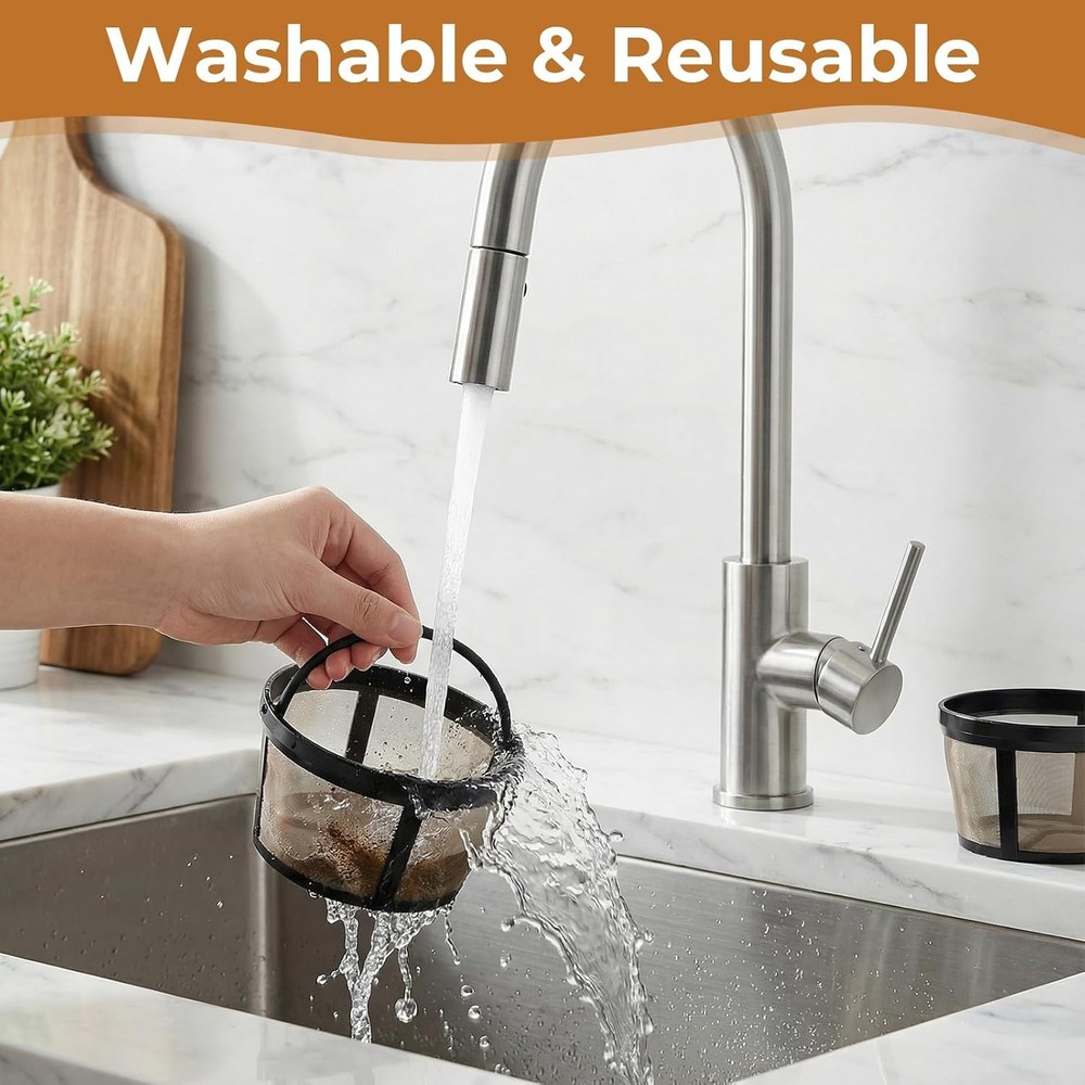 2pc Reusable Gold Mesh Coffee Filter Basket 4-5 Cup Permanent Replacement Handle