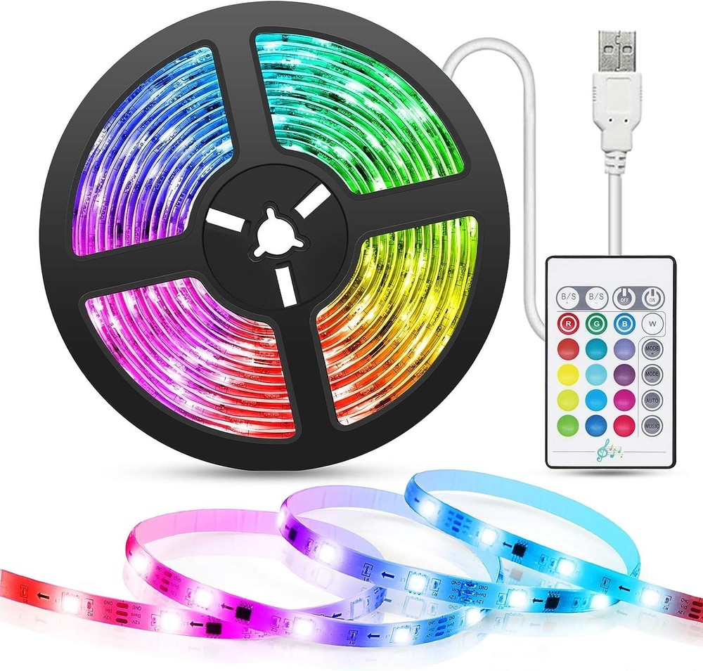 LED Strip Light Music Sync 16.4ft, USB Powered LED Light Strip with Remote