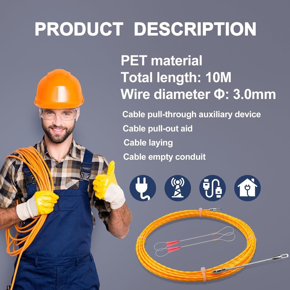 Electrical Fish Tape 10m | 3.0 mm Wire Puller | Yellow