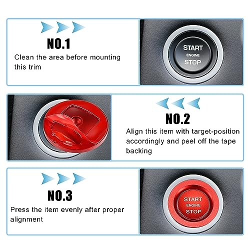 Engine Start Stop Button Cover Kit One Click Push Start Button Trim Red