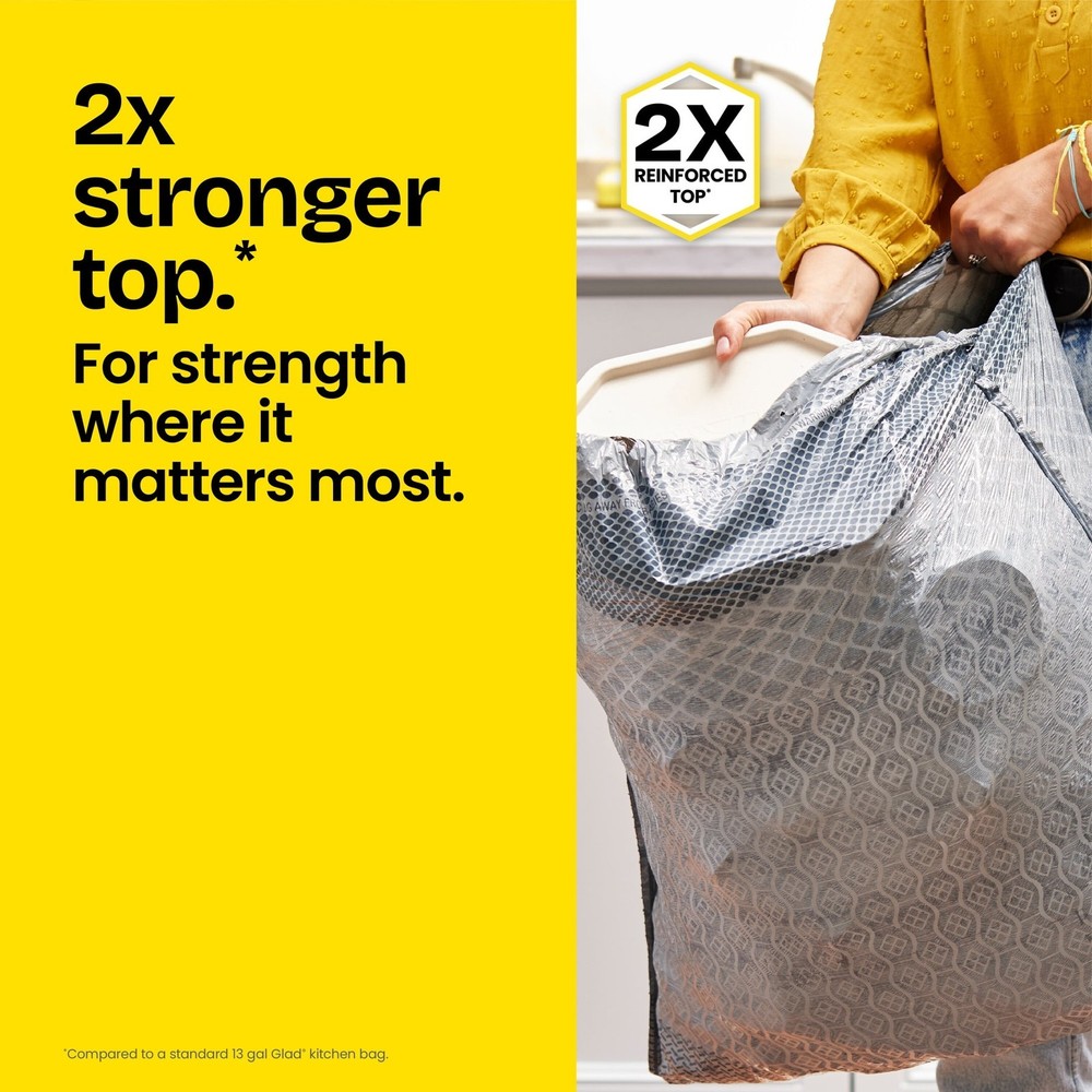 ForceFlex MaxStrength Tall Kitchen Drawstring Trash Bags 13 Gallon Odorshield