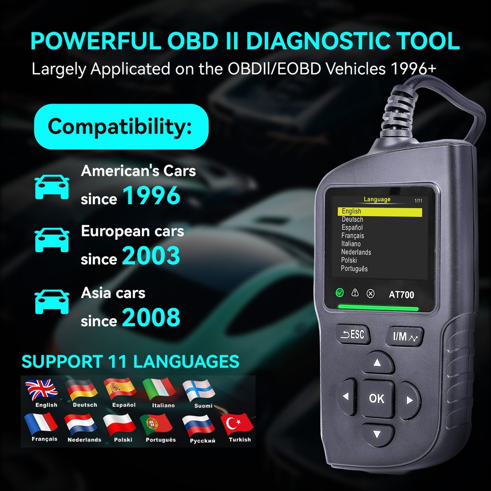 AT700 Scanner Code Reader Car Diagnostic Scan Tool Check Engine Fault