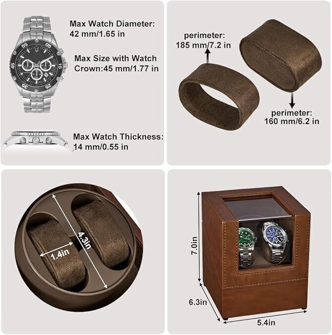 Automatic Rotation Double Watch Winder Box Leather Storage Display Case Gift new