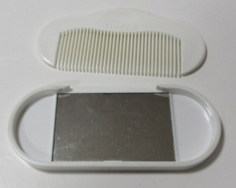 Clinique Travel Comb and Mirror Combo White 80s Purse Compact