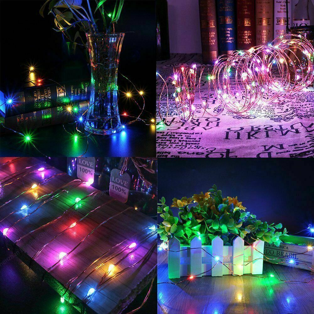198FT 600LED Solar String Lights Outdoor Fairy Lamp Multicolor 8 Modes, 2 Pack