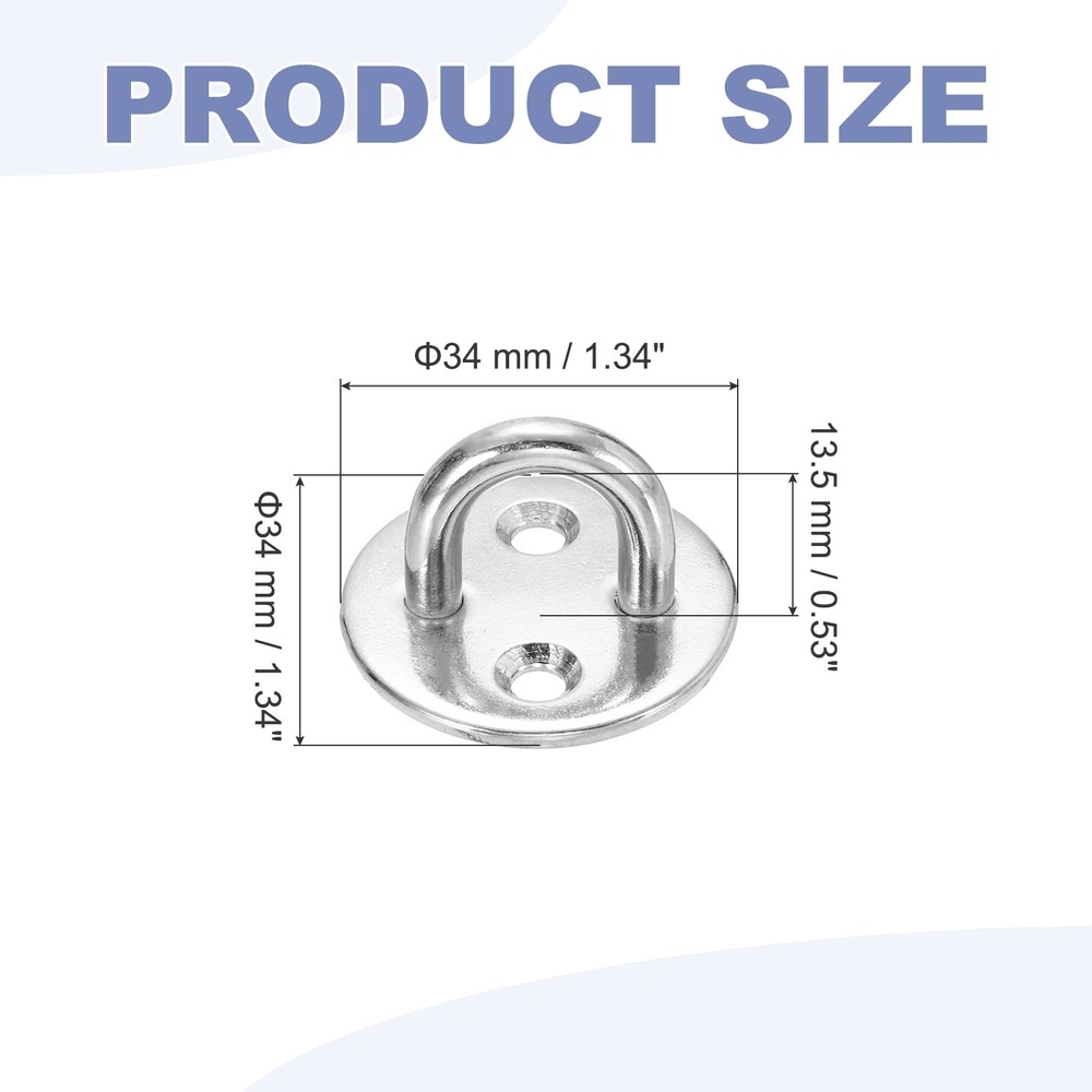 2Pcs M5 Eyelet Bracket Set Circular Hook Plate and Hook, Silver