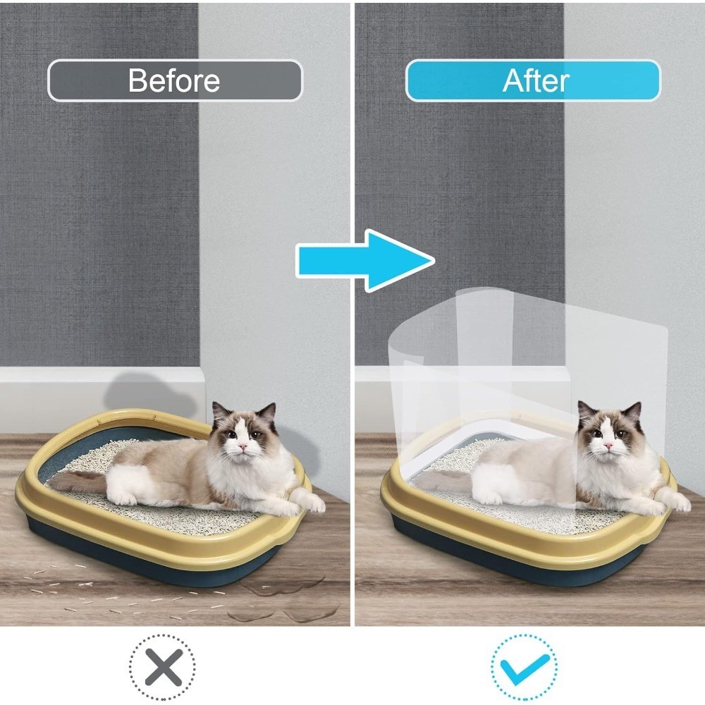 Cat Litter Box Splash Guard Shields High Sided Anti Splash Pee Protector for