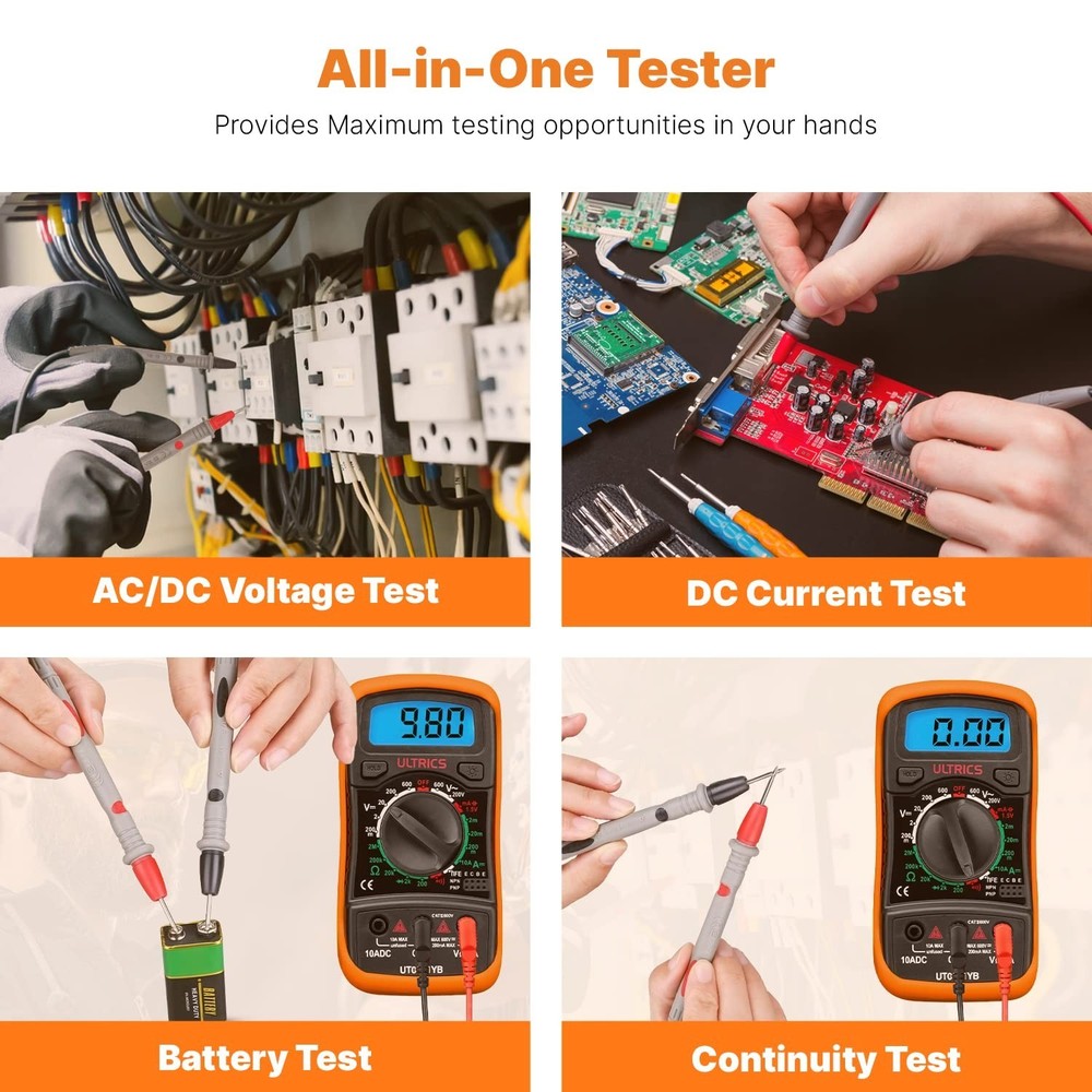 All-In-One Digital Multimeter for DIY Projects - Includes Leads and Battery