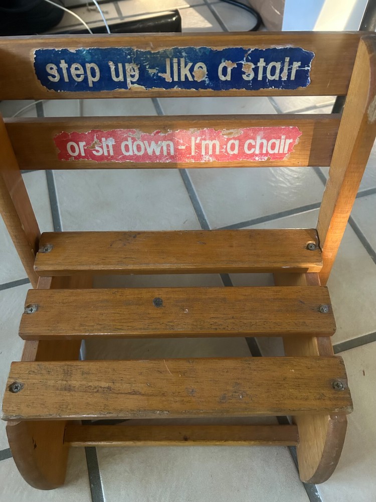 Vintage Childerns Folding Bathroom Step Stool, Seat