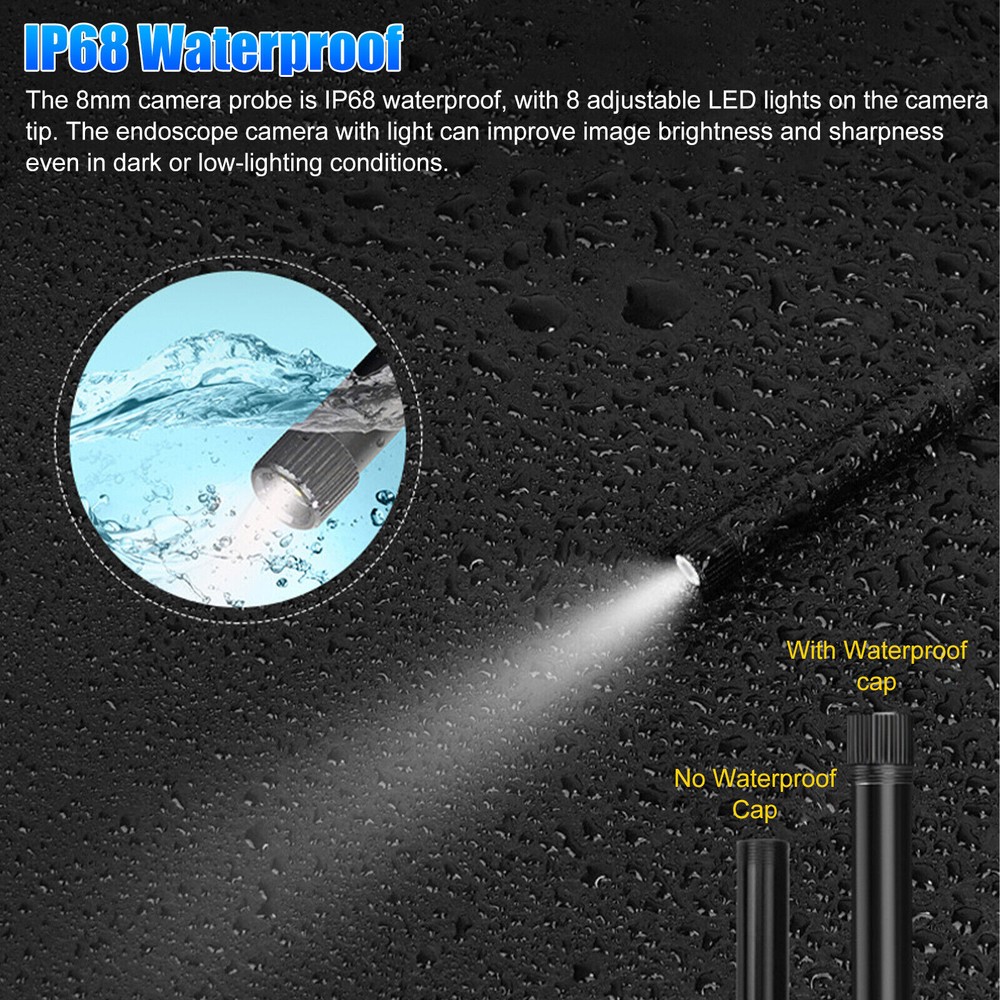 5M 8LED WiFi Borescope Endoscope Snake Inspection Camera for iPhone Android iOS